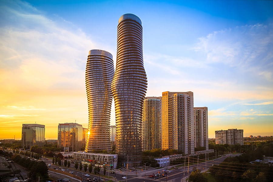 Mississauga View of Mississauga city in Ontario Canada with modern buildings